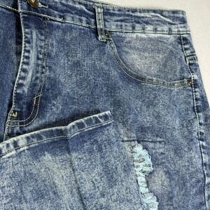 Public‎ Supply Co NYC Mens Blue Acid Wash Distressed Ripped Straight Jeans 46x34